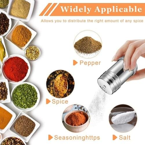 6PCS Of Stainless Steel Salt And Pepper With Rotating Lid Sugar Spice Condiments Seasoning Pot Condiment Pot Kitchen