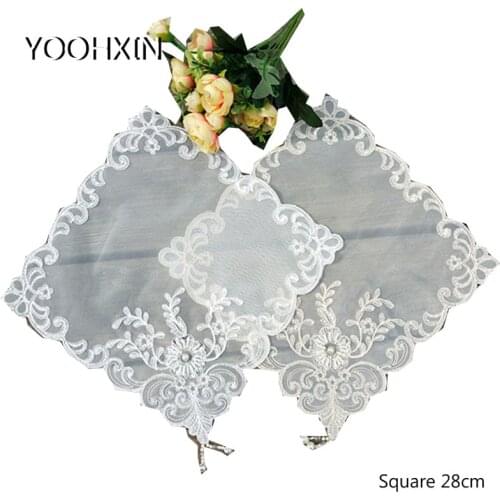 Modern sequin Lace embroidery placemat cup coaster mug kitchen dish dining table place mat cloth tea coffee doily wedding pad