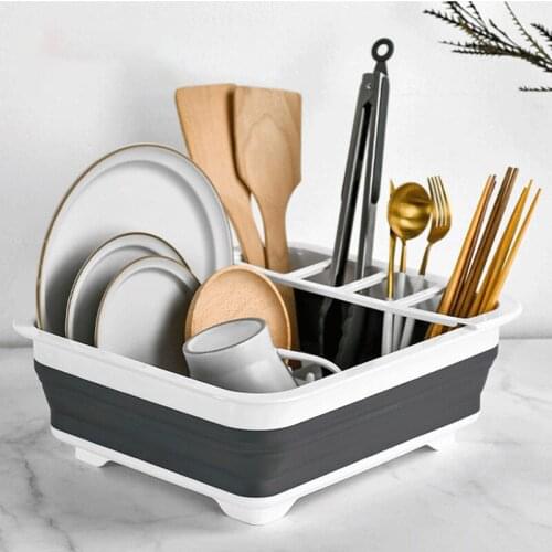 Tableware Drain Rack Folding Multifunction Bowls Plates Storage Box Home Kitchen Tool Knife Fork Cup High Capacity Organizer