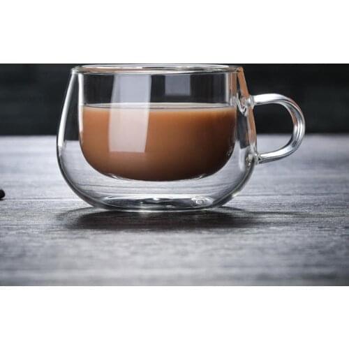 Double Wall Glass Cup Heat Resistant Tea Coffee Mug With Handle Portable Transparent Beer Mug Whiskey Glass Cup 150ml