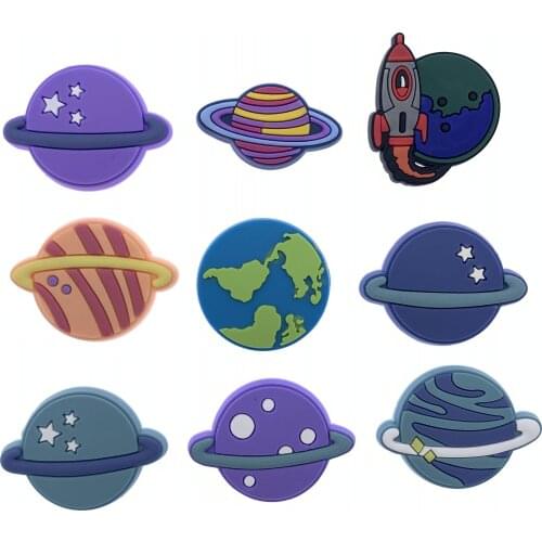 10PCS Cute Planet Icon PVC Flat Back Cartoon Earth Moon Accessories Crafts For DIY Kids Scrapbook Phone Case Jewelry Decor