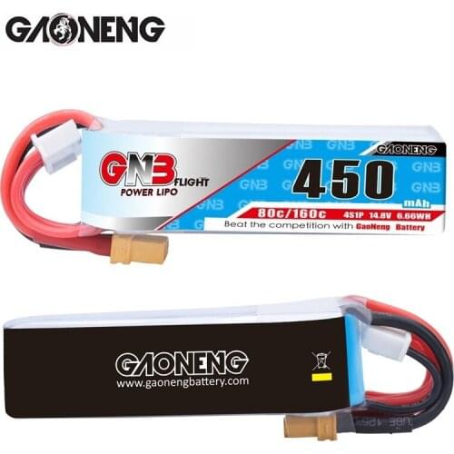 2pcs/set GNB GAONENG 450MAH 14.8V 3S 80C/160C lithium battery XT30 Plug For FPV Drone Helicopter RC Drone