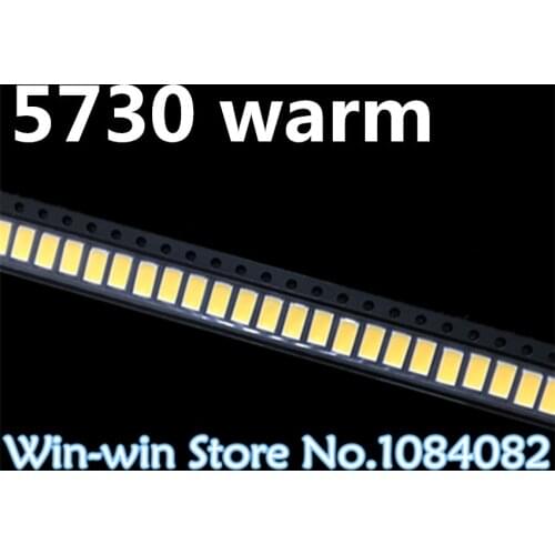 200pcs 5730 SMD LED 50-55 LM Lamp 0.5w light-emitting Diode Chip Warm white for LED CCT:2800-3000K Still 3V
