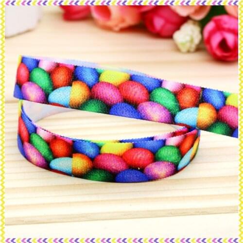 5/8'' Free shipping Fold Over Elastic FOE easter printed headband headwear hair band diy decoration wholesale OEM B799