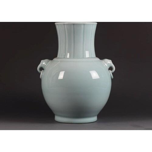 Jingdezhen antique porcelain vase Qianlong azure leopard ear vase vintage antique old collection