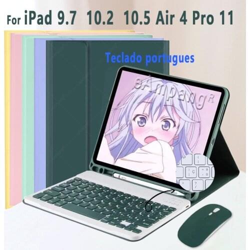 Portuguese keyboard Case For iPad Air 2020 4 4th 10.9 Pro 11 2018 9.7 5th 6th 10.2 7 7th 8 8th Generation Air 2 3 Pro 10.5 Cover
