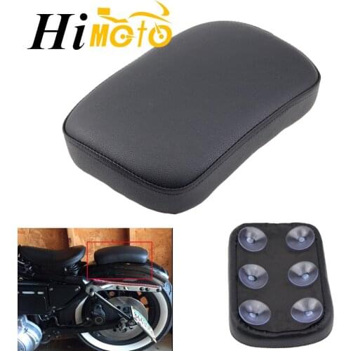 Black Motorcycle Rear Passenger Cushion Pillion Seat Pad 6 Suction Cups For Harley Sportster Bobber Chopper Cruiser Custom