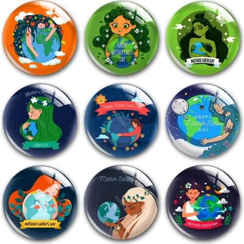 Mother Earth Day glass cabochon,Save the planet Tree Flower Mom Earth Round photo glass cabochon demo flat back Making findings