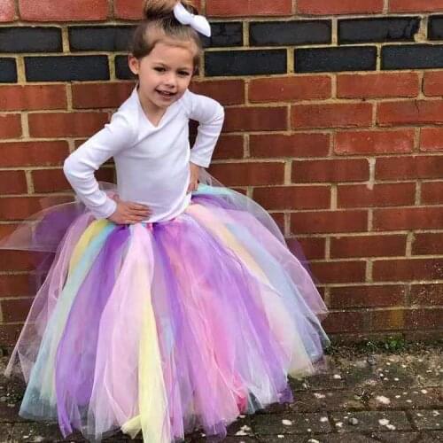 Hot Baby Girls Pastel Long Tutu Skirts Kids Tulle Skirt Pettiskirts Underskirtd Children Birthday Christmas Party Costume Skirts