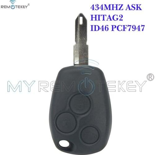 Remote car key 3 button PCF7947 NE72 434mhz have battery no logo for Renault Clio Kangoo remtekey