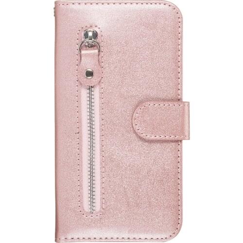 For Huawei Honor 8A KickStand Solid color zipper purse Flip Leather Case For Honor 20i 10i Card slot Business Magnet Case