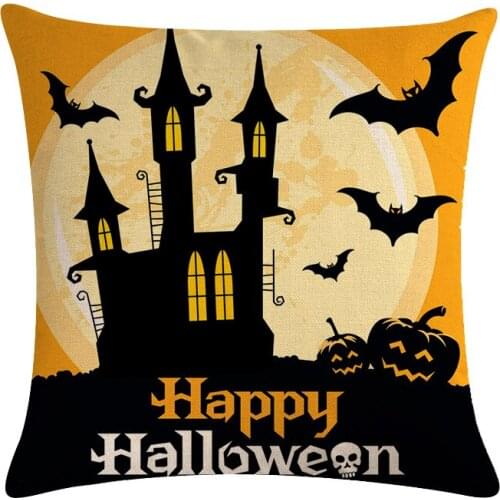 Cotton Linen Cushions Cover Halloween Home Decor Linen Pillow Cover Car Sofa Throw Pillows Pillowcase
