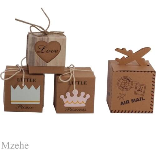 10 pcs Kraft Paper Candy Box Baby Shower Gifts birthday christmas party gift box bag Boy Girl Gift Bag Party Supplies