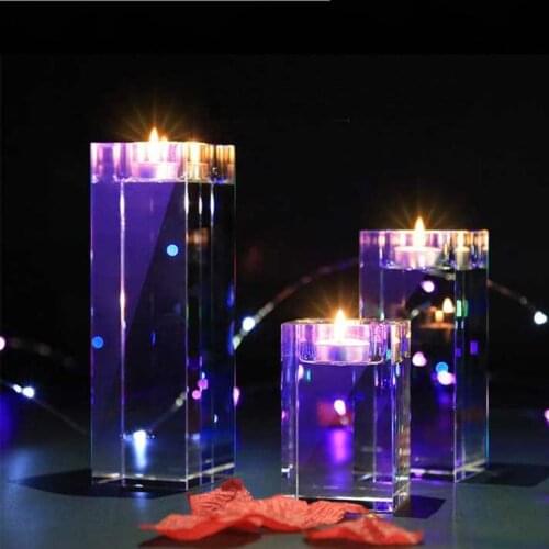 Square White Crystal Religious Candle Holder Tealight Candlestick for Home Wedding Party Decorations Candelabra Centerpieces