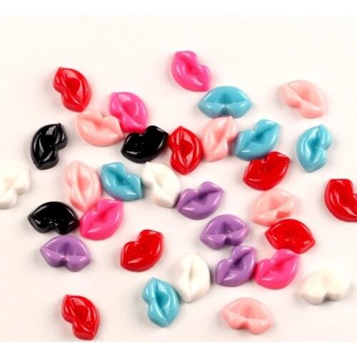 LF 100Pcs Resin Christmas Lips Decoration Craft Flatback Cabochon Embellishments For Scrapbooking Kawaii Cute Diy Accessories