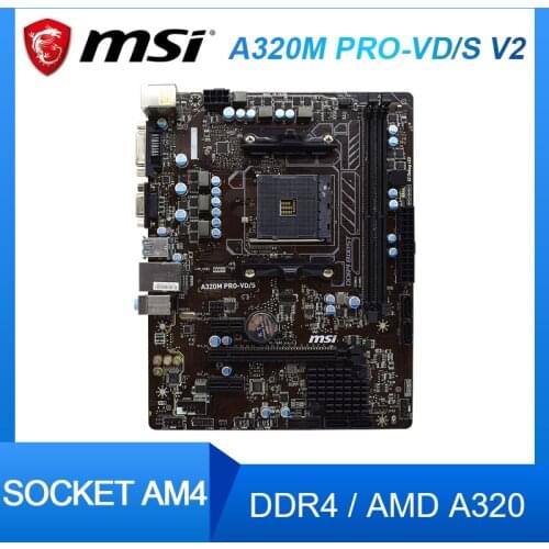 MSI A320M PRO-VD/S V2 Motherboard DDR4 32GB Socket AM4 PCI-E 3.0 SATA III USB3.1 M-ATX Intel used Motherboard