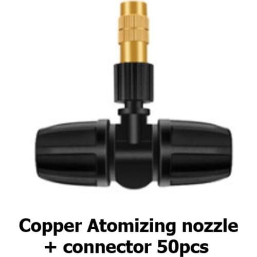 50pcs Copper Atomizing Nozzle and Three Way Connector / Micro Sprinkler Garden Irrigation Automatic Spraying Watering