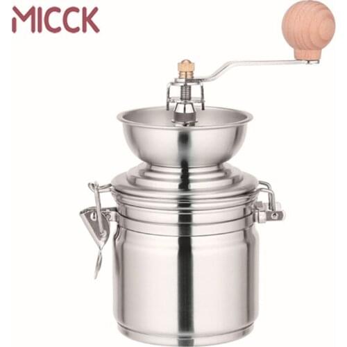 MICCK Stainless Steel Manual Coffee Grinder Portable Washable Coffee Hand Mill Coffeeware Beans Pepper Spice Grinder Coffee Set