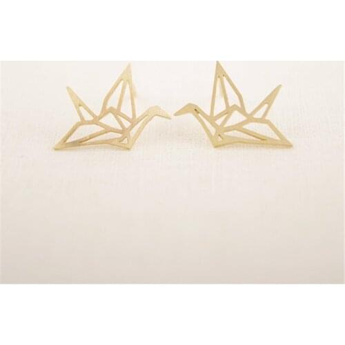 Cute Origami Crane Animal Earrings Jewelry Cute Graceful Birds Animal Earring Jewelry Small Fresh Charm Female Jewelry