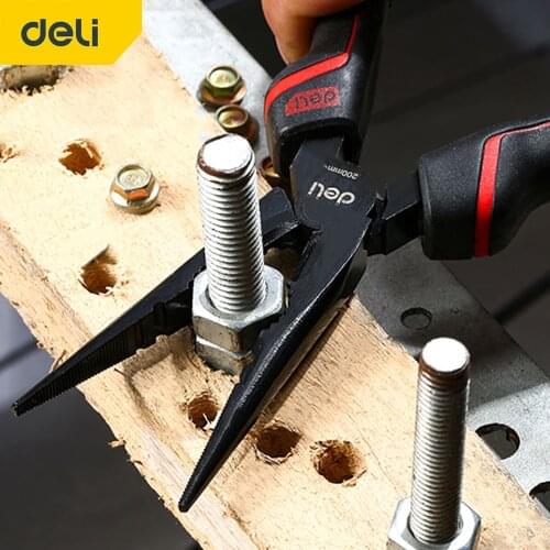 Deli Multi Tool Wire Stripper Crimping Pliers 6/8 Inch Multifunctional Labor-Saving Vise Needle Nose Pliers Hand Tool