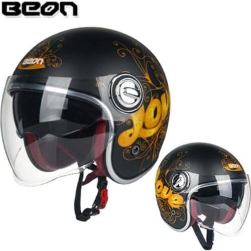 BEON retro motorcycle accessories helmet men women four seasons ABS prince 3/4 face motorbike helmets double lens casco moto PC