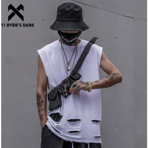 11 BYBBS DARK Hipster Hip Hop Tank Tops Men Hole Harajuku 2020 Summer Casual Sleeveless Tees Shirts Streetwear Vest Tank Tops