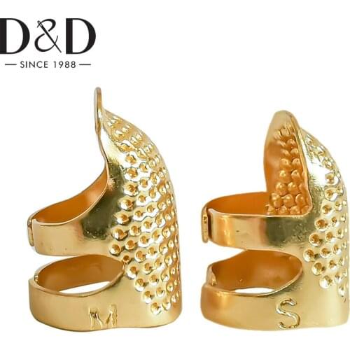 2pcs Sewing Thimble Finger Protector Gold Adjustable Finger Vintage Metal Thimble for Needlework Quilting Craft DIY Sewing Tools