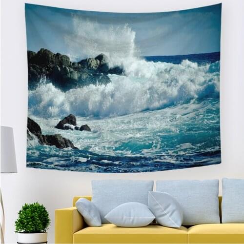 Hawkalice Wall Tapestry Wall Hanging Tapestries Hawaiian Sea Wave Hippie Splendid Sea Blanket For Home Living Room Dorm Decor