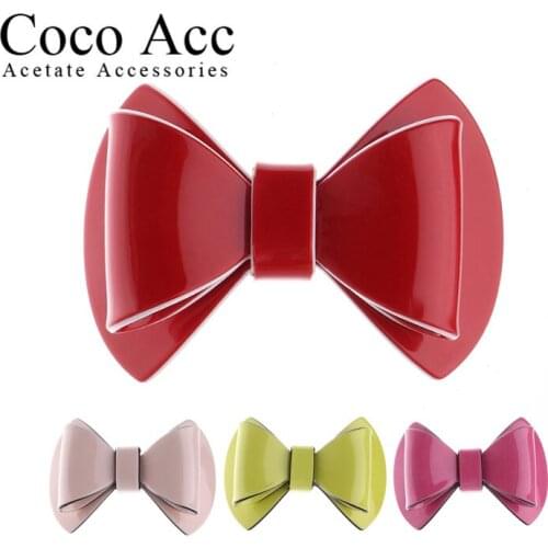 Wholesale Colorful Candy Solid Color Acrylic Big Bow Bowknot Ribbon Korean Barrettes Fancy Clips For Women Girls