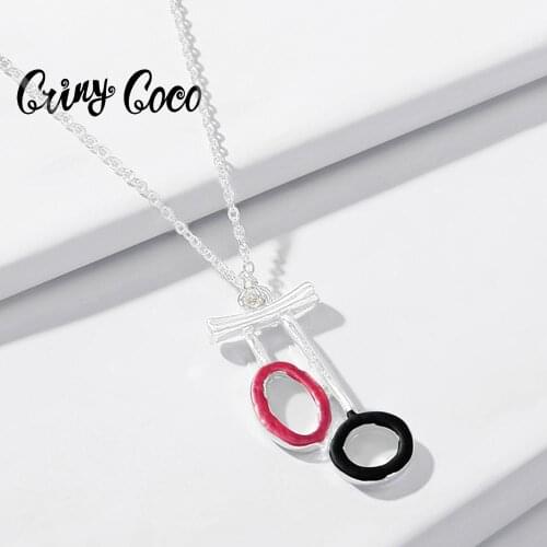 Cring Coco Fashion Geometric Pendants Necklaces for Women Girls Enamel Alloy Chains Choker Necklace Handmade Gifts 2020 Party