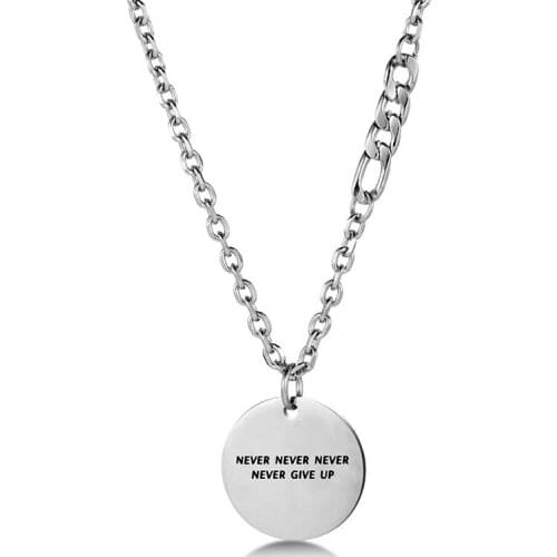 Personalized Round Name Necklaces Nameplate Jewelry Stainless Steel Custom For Man Birthday Gift