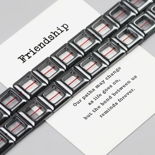 Hollow Natural Black Hematite Stone Beads Square Shape Loose Beads For Jewelry Making DIY Charm Bracelet 15" 16*16mm Accessories