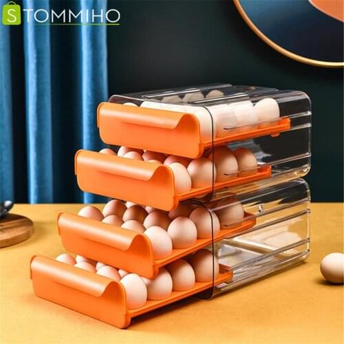 STOMMIHO 32Grid Portable Egg Storage Box Fresh Preservation Egg Holder Organizer Household Refrigerator Accessories Kitchen Tool