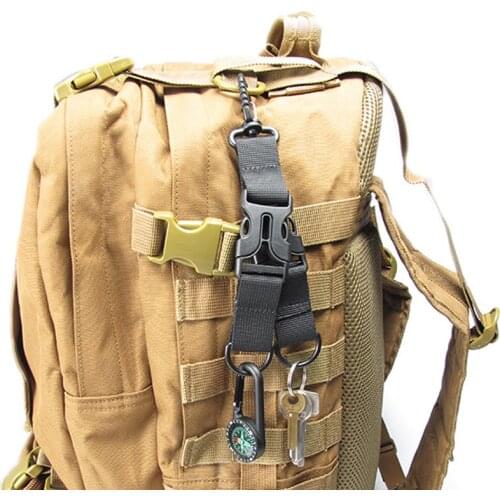 Tactical Nylon Webbing Backpack Hook Multifunctional Carabiner D-Shaped Keychain Double-split quick release hanging Buckle