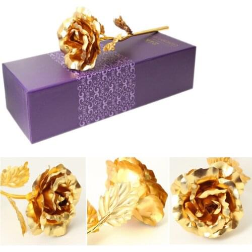 Foil Plated Rose Gold Rose Wedding Decoration Flower Valentines Day Gift lovers Rose artificial flower Red Pink Purple Blue