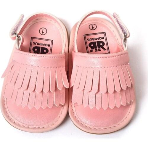 Pink color newborn baby sandals leather tassel baby mocassins hot moccs sandals for baby girls 0~18month.CX16C
