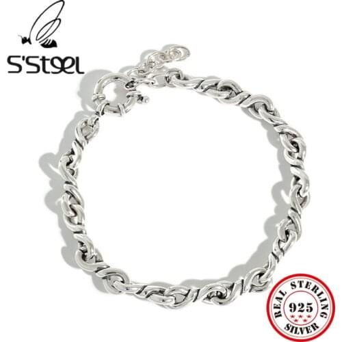 SSTEEL 925 Sterling Silver Bracelets For Women Men Pulseras Mujer Moda 2019 Plata Punk Vintga Pulseira Bijoux Argent Jewelry