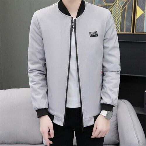 Stylish Solid Color Baseball Collar And Velvet Jacket Mens New Winter Slim Short Coat Han Edition Without Cap Mens jacket