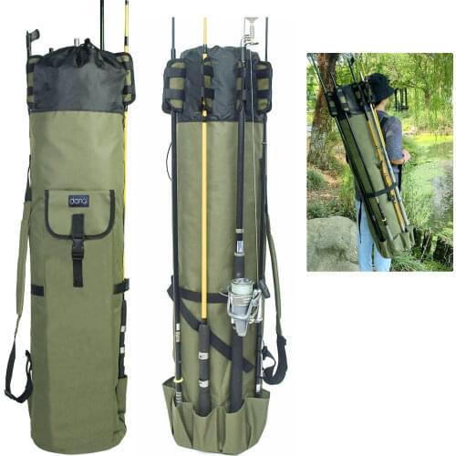 DONQL Carry Fishing Rod Bag Oxford Cloth Folding Multifunction Rod Storage Cases Portable Fishing Accessories Tools Bag