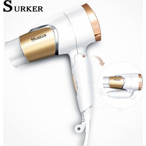 Surker Professional Hair Dryer Anion Foldable 1600W Quick-drying Hair Tools 3 Files Mini Hair Dryer suszarka do wlosow SK-3909
