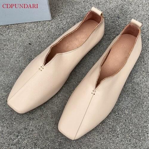 Luxury Fashion Black Genuine Leather Loafers Flat Shoes Women Spring Summer Casual Flats Ladies Popular