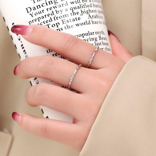 Concave Convex Minimalist Simple Single Thin 925 Sterling Silver Adjustable Rings For Women Elegant Glitter Jewelry Wholesale