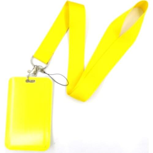 Yellow Color Anime Lanyard Badge Holder ID Card Lanyards Mobile Phone Rope Key Lanyard Neck Straps Keychain Key Ring