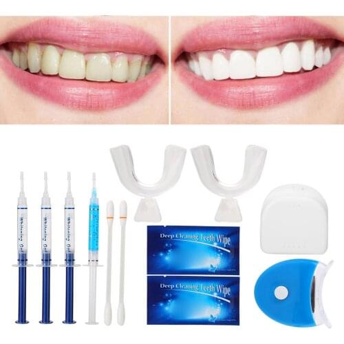 Teeth Anti-Allergic Whitening Gel Electric LED Cold Blue Light Teeth Whitening Wipe Set Kit