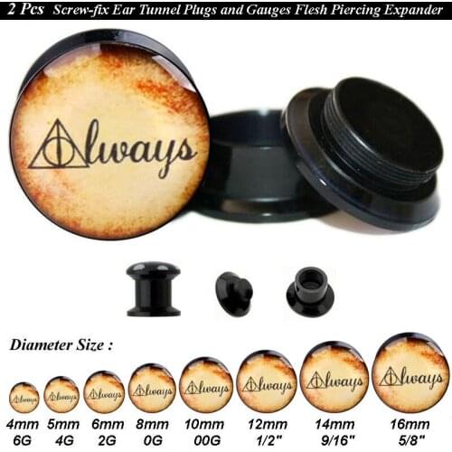 1Pair Ear Tunnel Plug Screw Letters Always Ear Plugs Reamer Gauges Flesh Body Piercing Jewelry Stretching Ear Expander 4mm-16mm