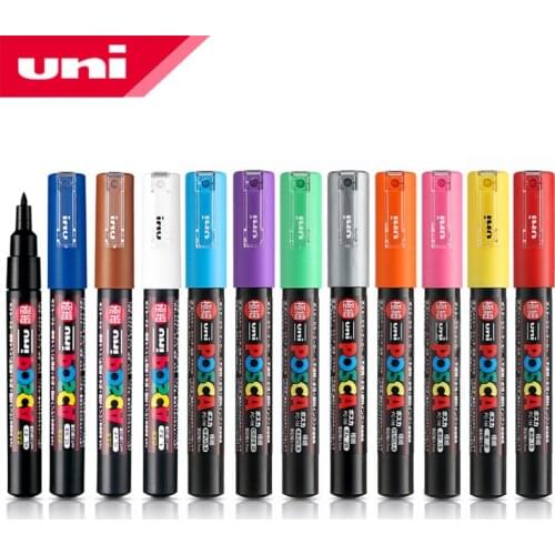 1 Pcs Mitsubishi Uni PC-1M Paint Marker Pen- Broad Tip-8mm 20colors available Marker Writing Supplies Office School Supplies