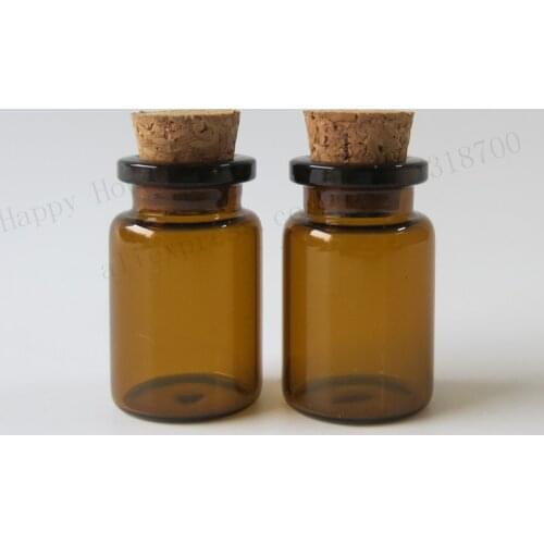 1000/lot 6ml Amber Glass Bottle with cork lid 1/4oz brown small sample Vials 22*35*12.5mm cork stopper glass container