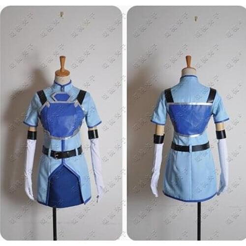 2016 Anime Sword Art Online Sachi Cosplay Costume Blue Color Set All Size