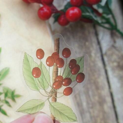 38pcs Winter Red Berries Design Transparent Sticker Scrapbooking DIY Gift Packing Label Gift Decoration Tag