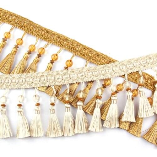 6Meters/Lot 10CM Width Tassel Fringe Trim Crystal Beaded Tassels Lace For DIY Sewing Fabric Curtain Accessorie Lace Decoration